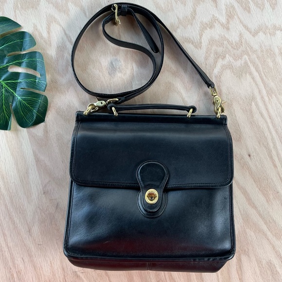 Coach Handbags - COACH 1990's Vintage Leather Station Black Bag